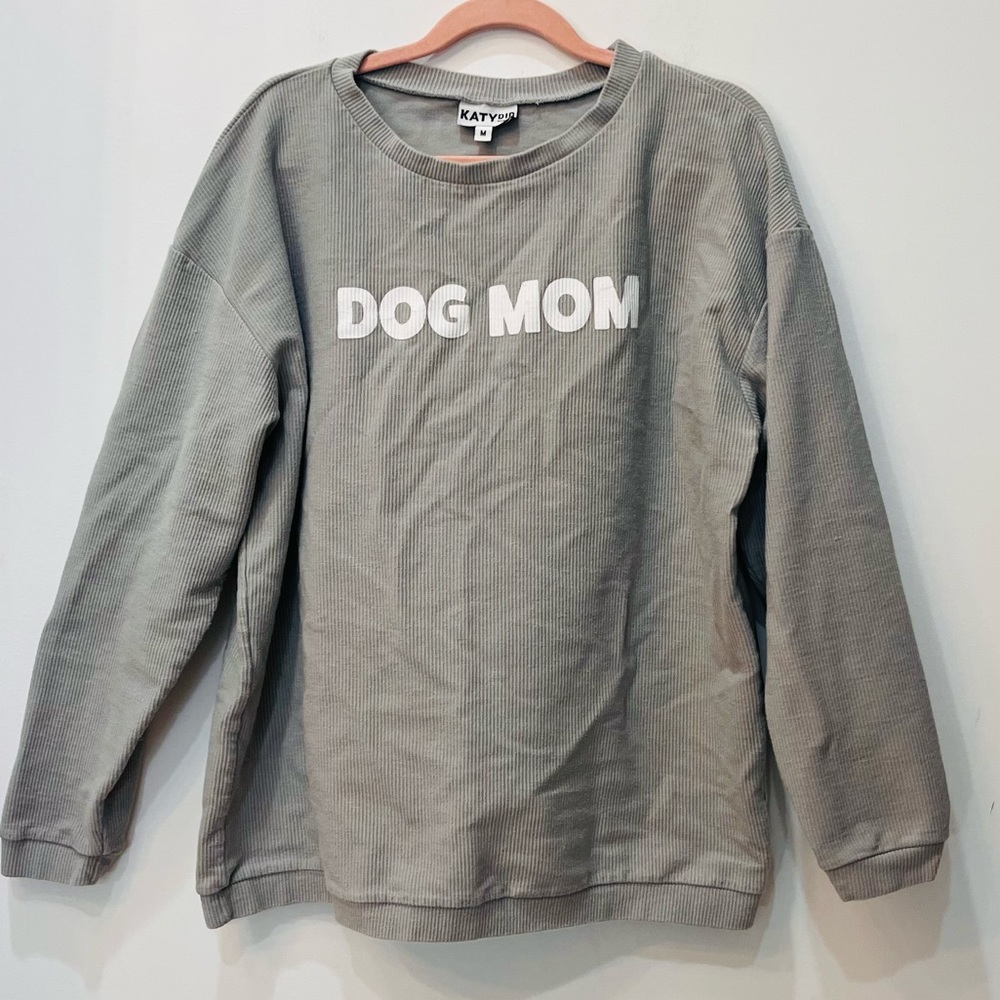 Katydid DOG MOM CORDED CREW SWEATSHIRT gray  sz Medium - Picture 2 of 7